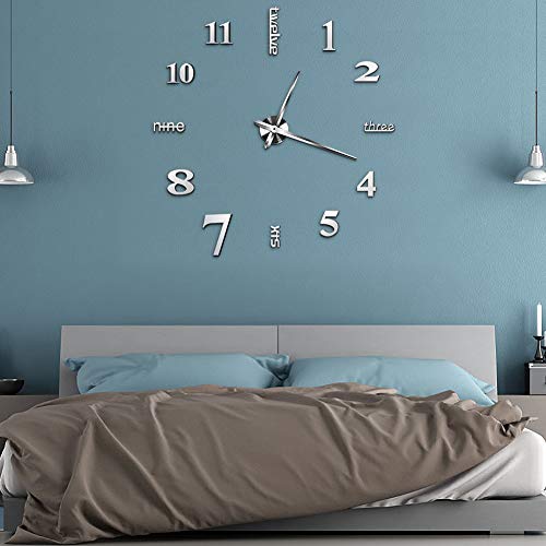 Wanduhr, 3D Wanduhr DIY Moderne Mute DIY große Wanduhr Selbstklebende für Zuhause Wohnzimmer Schlafzimmer Büro Dekoration Geschenk von Ejoyous