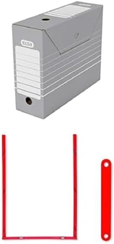 Elba Bundle of Archivbox Tric, 10 Stück, 10 cm breit, grau Abheft-Bügel tric system, 100 Stück, rot von Elba