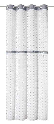 Elbersdrucke Ösenschal Bobbel 07 weiß-grau-anthrazit halbtransparent 255x140cm 201715 Vorhang für das Wohnzimmer Schlafzimmer Küche Flur Kinderzimmer von Elbersdrucke