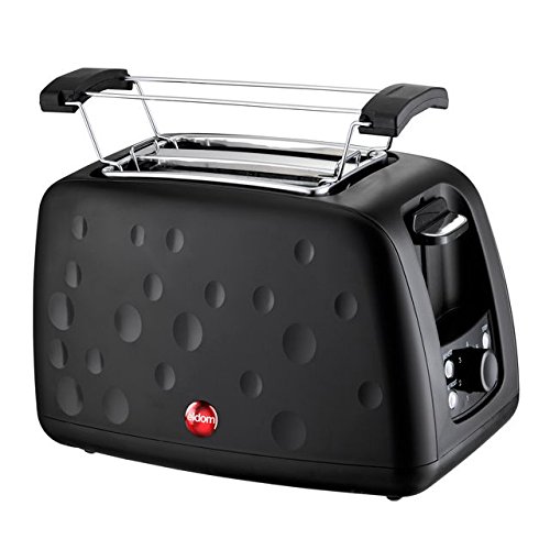 eldom TO245C Dotty Toaster | 7 Röststufen | Defrost-Funktion | mit integrierten Brötchenaufsatz | Krümelschublade | 900W | Schwarz von eldom