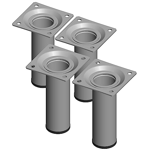 Element System DIY Möbelfuß rund – Stahlrohrfuß, ideal als Tischbein für die Gestaltung individueller Möbelstücke – Ø 30 mm, Länge 100 mm, Weißaluminium von Element System