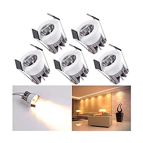 Elitlife 5er LED Einbaustrahler Klein Mini Set, 3W Warmweiß Mini Einbaustrahler mit Transformer LED Deckeneinbaustrahler Schwenkbar COB Deckenspots Aluminium LED von Elitlife