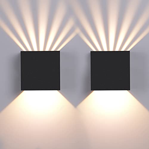 Elitlife 2 Stück Außenwandleuchten Aussenleuchte Wand 8W LED Wandleuchte Außen Wandlampe Wasserdicht IP65 Innen Wandleuchte Wandbeleuchtung für Flur Weg Veranda Schlafzimmer (Warmweß/schwarz) von Elitlife