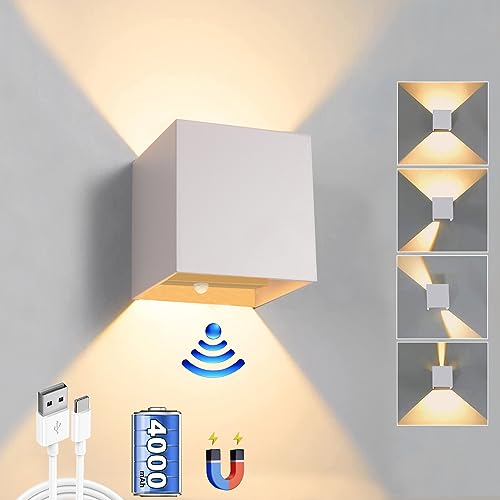 Elitlife LED Wandlampe mit Bewegungsmelder Innen Magnetische Wandleuchte Akku Treppenbeleuchtung mit Schalter, USB Aufladbare Wandlampe Wandbeleuchtung Flurlampe ohne stromanschluss von Elitlife