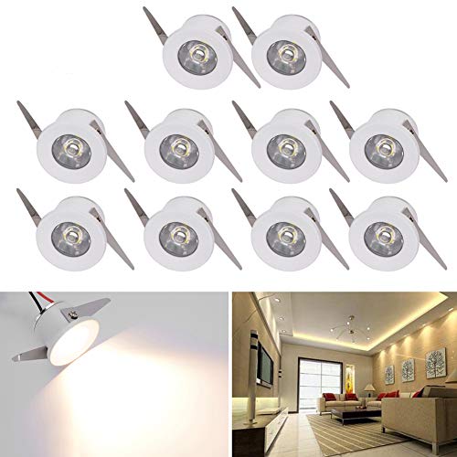 Elitlife Mini LED Einbaustrahler 10X 1W mit Trafo Stecksystem Einbauspot Deckenspots Einbauleuchten Einbaurahmen (Kaltweiß rund) [Energieklasse A+++] (Stil 3, Warmweiß) von Elitlife