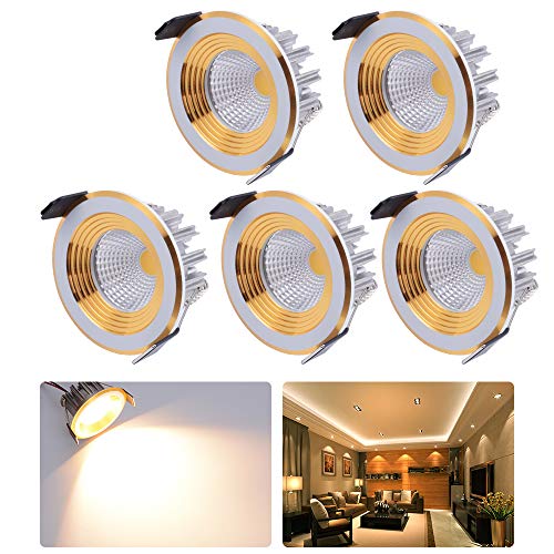 Elitlife Mini LED Einbaustrahler Set,5X 3W Warmweiß Einbauspots LED Deckeneinbaustrahler Schwenkbar COB Deckenspots Aluminium LED von Elitlife