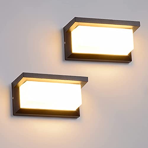 Elitlife LED Wandleuchte Außen 18W Wandlampe Aussenleuchte Wasserdicht IP65 Innen Leuchten LED Aussen Wandleuchte Außenwandleuchten Aluminiumguss, Acryl Warmweiß(2 Pack) von Elitlife