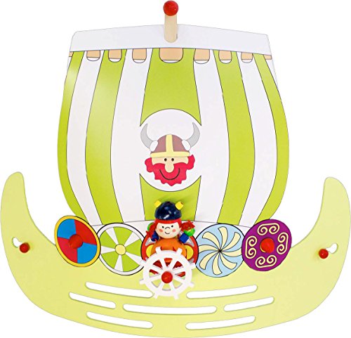 Elobra Kinderlampe Wandleuchte Wikingerschiff, Kinderzimmer, Holz, lindgrün, A++ von Elobra