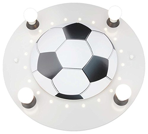 Elobra Deckenlampe Fußball Fußballlampe Kinderzimmer Wandlampe Kinderlampe, mit E14 Fassung, weiß-silber Deckenleuchte, 50 x 50 x 8 cm, ELO-126691 von Elobra