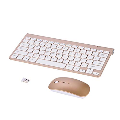 Elprico Gaming-Tastatur, 78 Tasten 2,4 GHz Wireless-Tastatur und -Maus-Kit, Tastatur-Maus mit 12 Multimedia-Tasten Passend für Desktop-Laptop(Gold) von Elprico