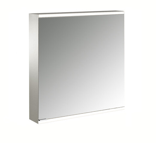 Emco  prime 2 Lichtspiegelschrank, 600 mm, 1 Tür, Anschlag rechts, Aufputzmodell, IP 20, ohne Lichtpaket, Ausführung: Glasrückwand weiß von Emco