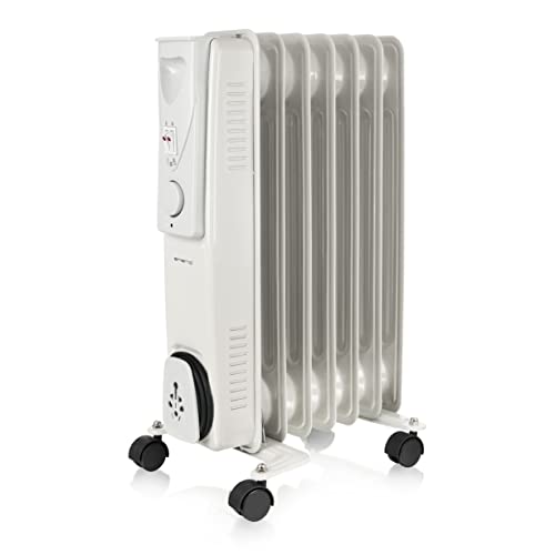 Emerio Ölradiator HO-124421, 1500 Watt, 3 Heizstufen, manueller Thermostatregler, fahrbar durch Leichtlauf-Rollen, Sicherheits Kipp- und Überhitzungsschutz, optische Betriebsanzeige, Kabelaufwicklung von Emerio