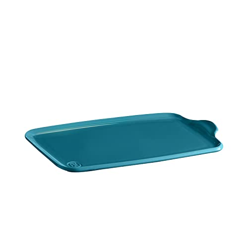 Aperitivo XL Brett für Backofen/Kochen und Servieren, Keramik, rechteckig, 32 x 21 cm, Farbe Calanque Blau von Emile Henry