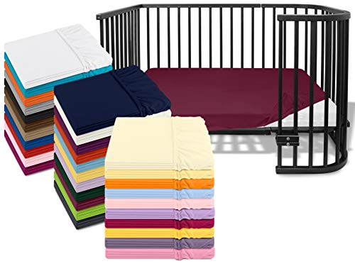 Emily´s Check Kinder Jersey Spannbetttuch für Kinder- und Babybetten 1476.2098, ca. 70 x 140 cm, Bordeaux von Emily´s Check