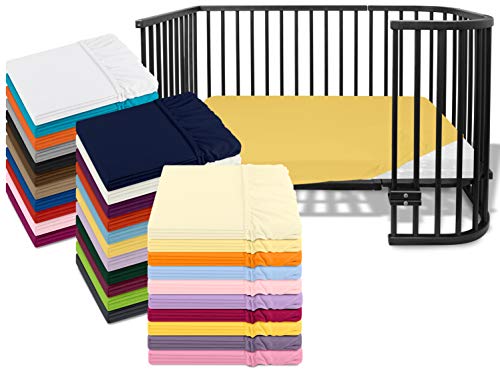 Emily´s Check Kinder Jersey Spannbetttuch für Kinder- und Babybetten 1476.2098, ca. 70 x 140 cm, gelb von Emily´s Check