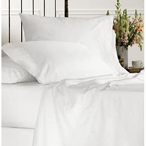 Bettlaken aus 100% Reiner ägyptischer Baumwolle, Fadenzahl 200, weiß, Doppelbett von Emma Barclay