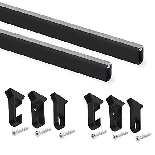 Emuca - Schrankstangen-Set, 1150 mm, Schwarz, Aluminium und Kunststoff, Partie von 2 von Emuca