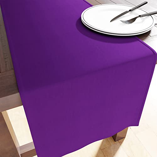 Encasa Table Runner Größe 32x183 cm | Baumwoll -Leinwand Stoff | Lila Solid Color | Waschbarer und dauerhaft von Encasa