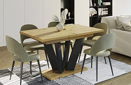 Endo-Moebel Esstisch Alex 130cm auf 210cm erweiterbar Säulen-Tisch Küchentisch ELEGANT (Artisan Eiche) von Endo-Moebel
