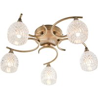 Boyer - 5 Light Semi Flush Multi Arm Deckenleuchte Antik Messing, Glas, G9 - Endon von Endon