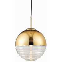 Paloma - 1 Light Globe Deckenanhänger Klares geripptes Glas, Goldeffekt, E14 - Endon von Endon