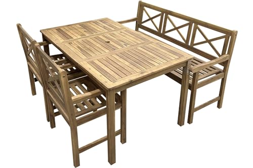 Endorphin Gartenmöbel Set - 4-teilig - Akazienholz - 2 Stühle und Gartenbank - Wetterfest von Endorphin
