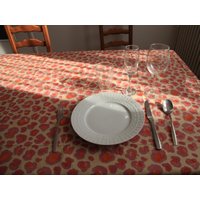 Rechteckige Rosa Leoparden-Tischdecke, Handgefertigt Aus 100 % Baumwolle - Wandbehang/Bettwäsche-Dekoration/Haushaltswäsche Handgefertigter Stoff von Enpleinbonheur