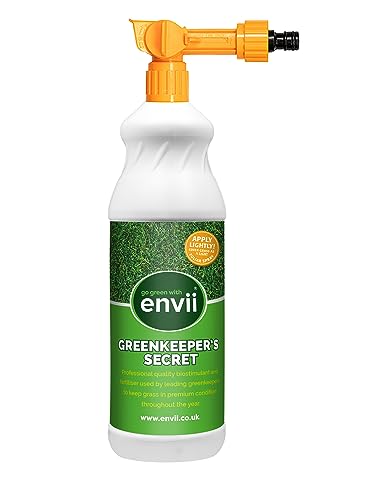 Envii Greenkeeper's Secret - Flüssiger Rasendünger Sicher für Haustiere, behandelt 300m2, kommt mit Sprühaufsatz für einfachere Anwendung und schnelleres Wachstum von Envii