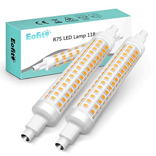 Eofiti R7S LED 118mm 15W Leuchtmittel R7S LED Warmweiß 3000K J118 Doppelsokel Linear Tube Licht 360° Abstrahlwinkel 1300LM Ersatz Für 140W R7S Halogenlampen AC 220V - 240V Nicht Dimmbar 2 Stück von Eofiti