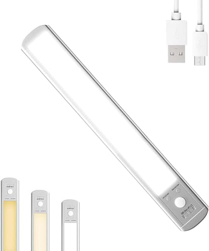 Epicflare unterbauleuchte küche led 23cm unterschrank beleuchtung küche 3Modi 66 LEDs Schrankbeleuchtung mit Bewegungsmelder Lichtleiste Leiste 1100 mAh USB Aufladbar Dimmbar für Kleiderschrank Treppe von Epicflare