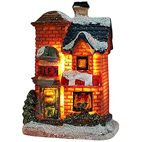 Epodmalx Weihnachten Geschenke für Kinder, Harz Miniatur Haus MöBel LED Haus Dekor Kreativ, (D) von Epodmalx