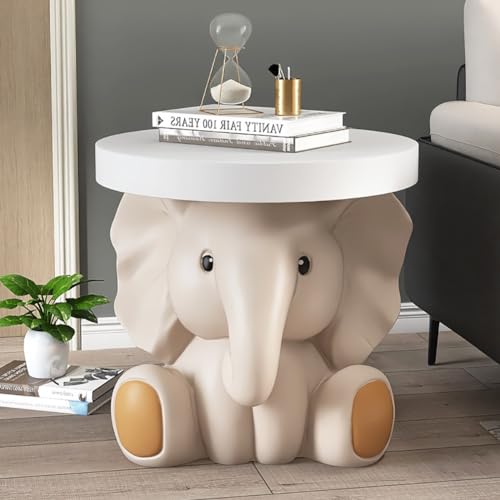 EpuzeR Couchtisch Sitzender Elefant Beistelltisch Wohnzimmertisch Satztisch Kleiner Tisch for Wohnzimmer, 40 * 40 * 40cm (Color : Beige) von EpuzeR