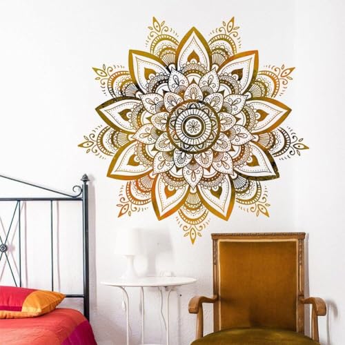 Mandala-Wandsticker Großer Mandala-Wandtattoo-Kopfteil-Aufkleber Blumen-Mandala-Wandsticker Deckendekoration für Schlafzimmer Wohnzimmer Yoga von Ericetion