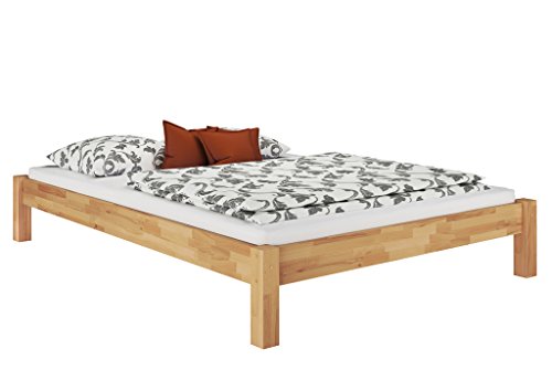 Erst-Holz Doppelbett Ehebett Kingsize-Bett Futonbett 160x200 Buche massiv Zubehör wählbar 60.84-16, Ausstattung:Rollrost inkl. von Erst-Holz