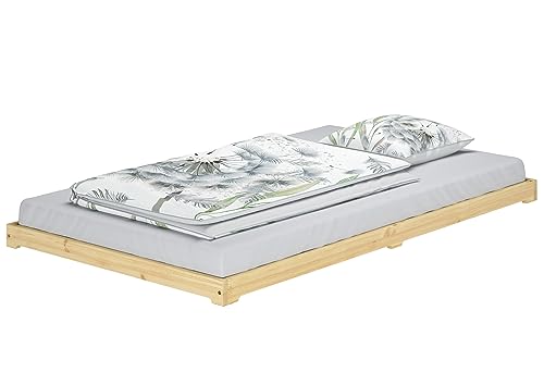 Erst-Holz Stabiles Gästebett extra niedriges Bettrahmen Futonbett 120x200 Kiefer klar lackiert V-60.47K-12, Ausstattung:ohne Zubehör von Erst-Holz