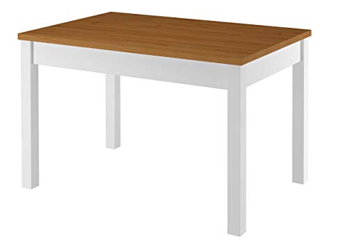 Erst-Holz Zweifarbiger Tisch 80x120 Esstisch Tischplatte Eichefarben weiße Beine Massivholz 90.70-51AE von Erst-Holz