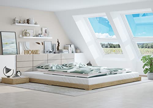 Erst-Holz Futonbett 160x200 platzsparend extra niedriges Loftbett Esche geölt V-60.47E-16, Ausstattung:Rollrost und Matratze inkl. von Erst-Holz