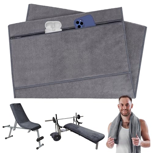 Erzekrim Fitness Handtuch 120x50cm Sporthandtuch Fitnessstudio Ultra-saugfähig Tuch Gym Handtuch Mikrofaser Handtuch mit Fixierung und Tasche Reißverschluss für Fitnessstudio und Training von Erzekrim