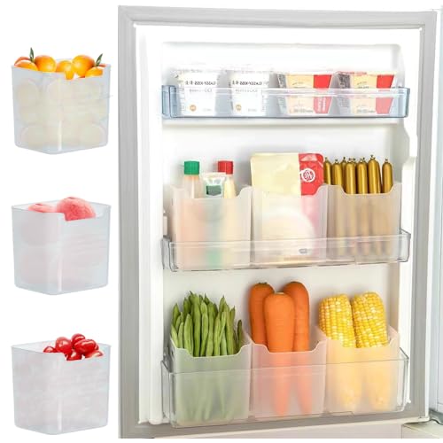 Kühlschrank Organizer Set, 6 Stück Fridge Organize, Transparentes Design Kühlschrank Aufbewahrung, PP Material Organizer Boxen, BPA-frei, für Kühlschrank, Küche, Snack-Aufbewahrung von Erzekrim