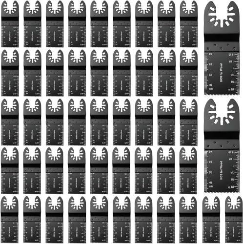 Multitool Sägeblätter, 50tlg Oszillierende Sägeblätter Set, 35mm Oszillierendes Zubehör Set, Schnellspanner Multifunktionswerkzeug Zubehör Set, Holzschneiden (Schwarz) von Esenlong