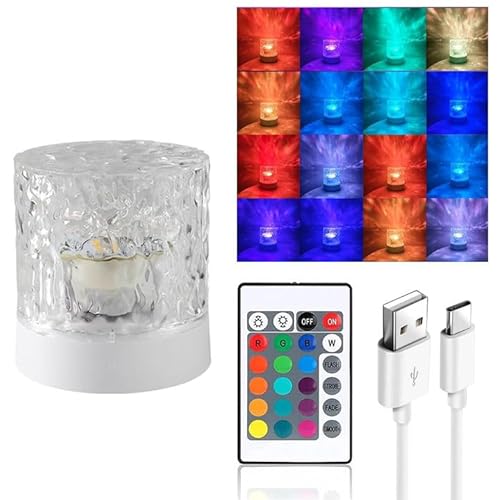 Esoes LED Kristall Lampe, Kristall Nachttischlampe, 3000mAH 16 Farben Touching Control, 4 Modi USB Rosenschatten Tischlampe mit Fernbedienung, Nachttischlampe Farbwechsel Nachtlicht (3000) von Esoes