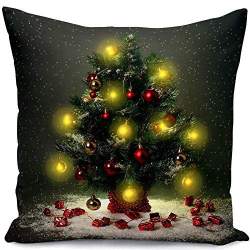 Wankd Laterne Weihnachtskissen LED-Licht Kissen Kreativ Gedruckt Plüsch Kissen Für Sofa Bed Restaurant Home Decor New Family Geschenk Weihnachten 45 * 45Cm (Weihnachtsbaum) von Esoes