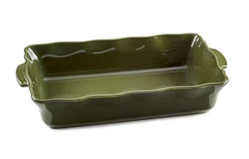 ESPRIT DE CUISINE - Auflaufform, rechteckig, aus Keramik, ergonomische Griffe, kratzfest, leicht zu reinigen, hergestellt in Frankreich, 1 l, 25,7 x 15,2 x 5,5 cm, außen – Grün Khaki von Esprit de Cuisine