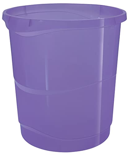 Esselte Papierkorb, 14 Liter Volumen, Kunststoff Abfall- und Wertstoffbehälter, für Haushalt/Büro, mit Prägemuster, Colour'Breeze Serie, Lavendel, 628462 von Esselte