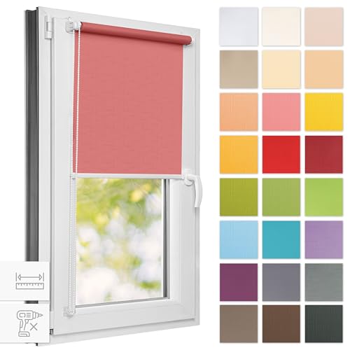 Estika® Rollo für Fenster ohne Bohren - 45cm x 150cm - Rosa - 25 Stoff Farben, Klemmfix Montage, Fenster rollos für innen, Sichtschutz für Fenster und balkontür (45 cm Stoffbreite) von Estika