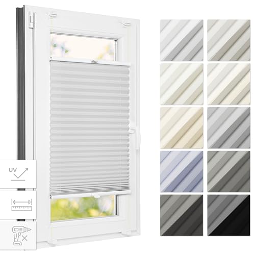 Estika® Thermo Plissee ohne Bohren 105 cm x 120 cm - Weiß - Bruchfeste Klemmhalter, Plissee klemmfix, Rollos für Fenster ohne Bohren, Jalousien Fenster für innen, Raffrollo, Fenster plissee von Estika