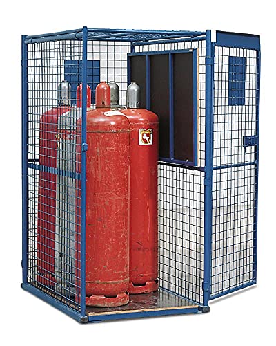 DENIOS® GASFLASCHENSCHRANK I GASFLASCHENLAGERUNG 1-FLÜGELIGER TÜR UND FLACHEM BODEN I Gefahrstoffschrank aus Stahl I Maximale Sicherheit I 790 mm x 1670 mm x 1180 mm, bis 12 Gasflaschen von Estrao