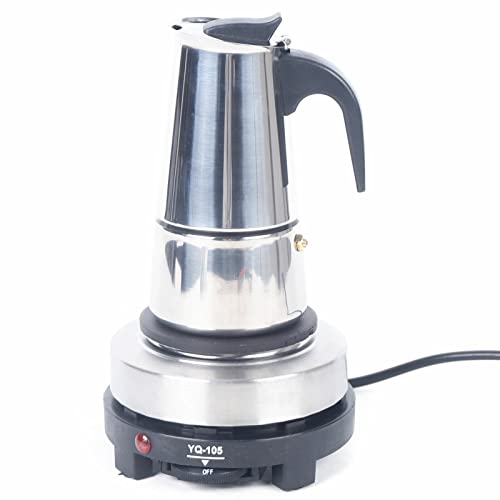 Elektrisch Espressokocher Edelstahl Mokkakanne 4 Tassen 200ml Espressokanne 220V mit Elektroherd von Esyogen