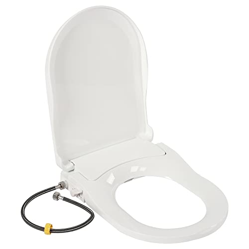 Toilettensitz WC-Sitz D-type Bidet Toilet Seat & Integriertem Bidet Dusch-WC G 1/2",Doppeldüsen,abnehmbar,Weiß von Esyogen