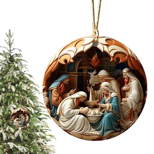 1 Stück Krippen-Ornamente, Acryl Weihnachtskrippe Ornament Für Weihnachtsbaum, Krippen Weihnachtsschmuck, religiöse Weihnachtsbaum-Dekorationen von Eteslot